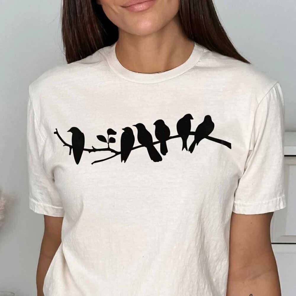 Birds Wire Nature Lover Minimalist Gift Unisex T-Shirt